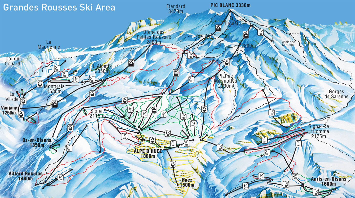 Alpe d'Huez Piste Map, Ski Maps & Resort Info