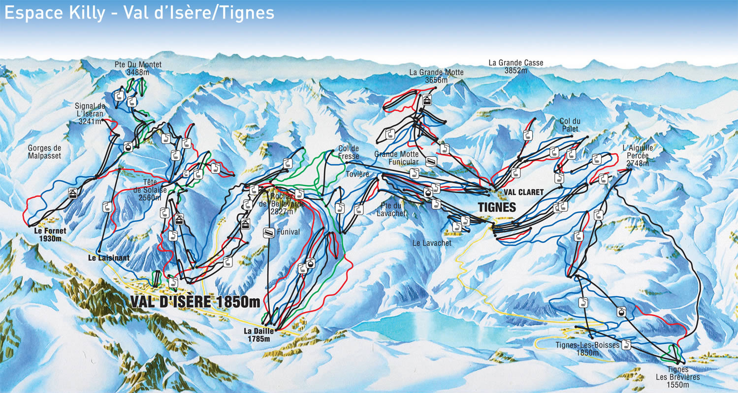 Val d'Isère Piste Map. 