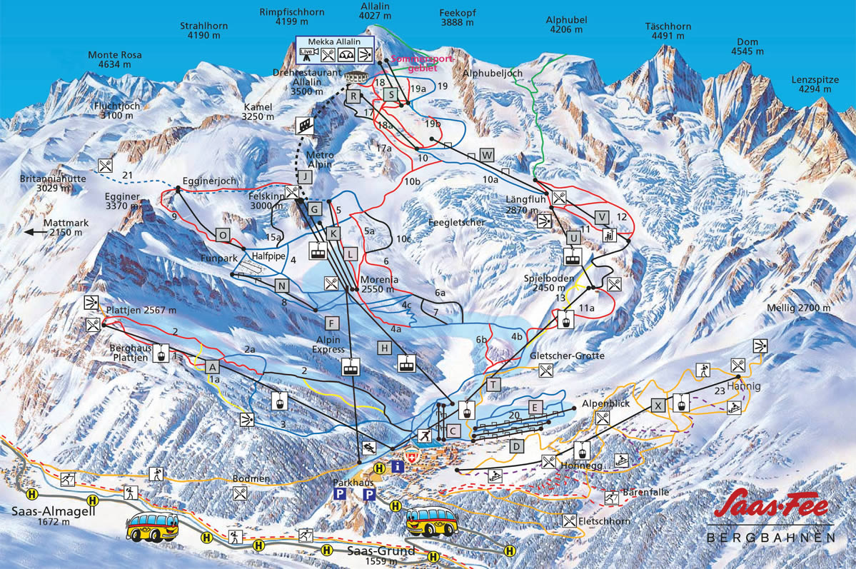 Saas Fee Piste Map